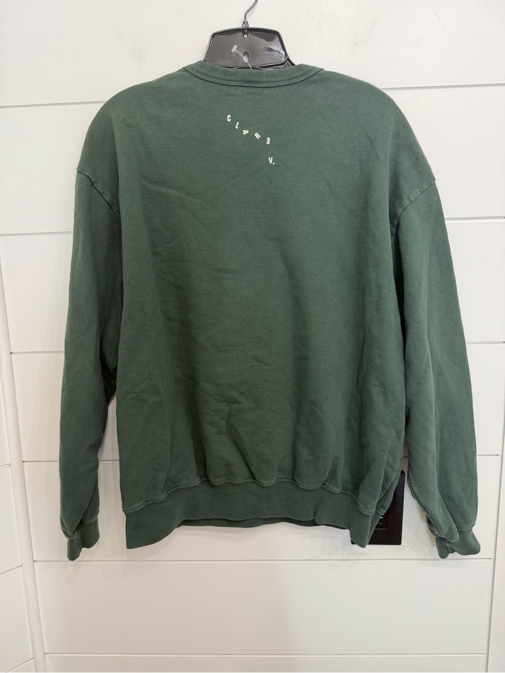 Clare V Oui Crewneck Sweatshirt Green Graphic Pullover Oversized 36792 - Picture 4 of 7